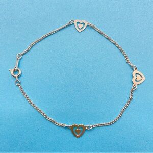 AVON Silvertone Heart Delicate Dainty Chain Bracelet Love & Charms